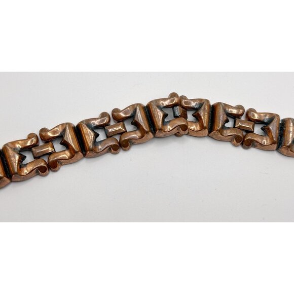 Renoir Solid Copper Modernist Chunky Unisex Statement Link‎ Bracelet 7.5” - Picture 1 of 7